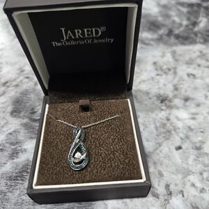 Red Silver and Teal Infinity Necklace